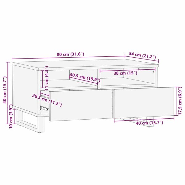Масичка за кафе Дъб 80 x 54 x 40 см Солидно мангово дърво