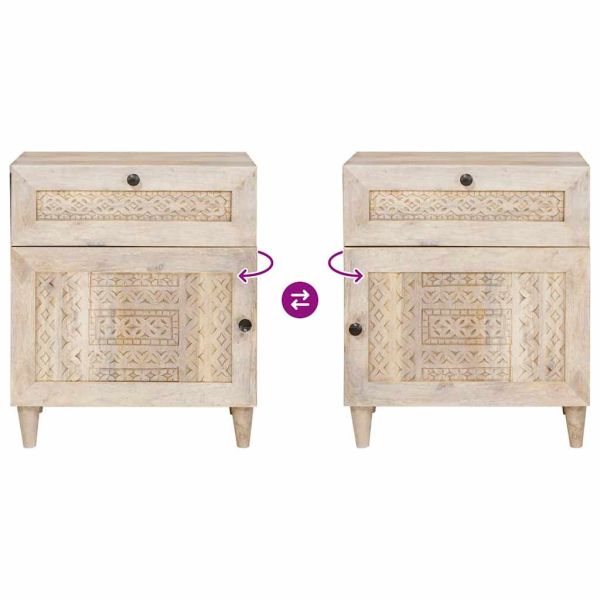 Нощен шкаф Бежово 50 x 33 x 60 см Масивна акациева дървесина