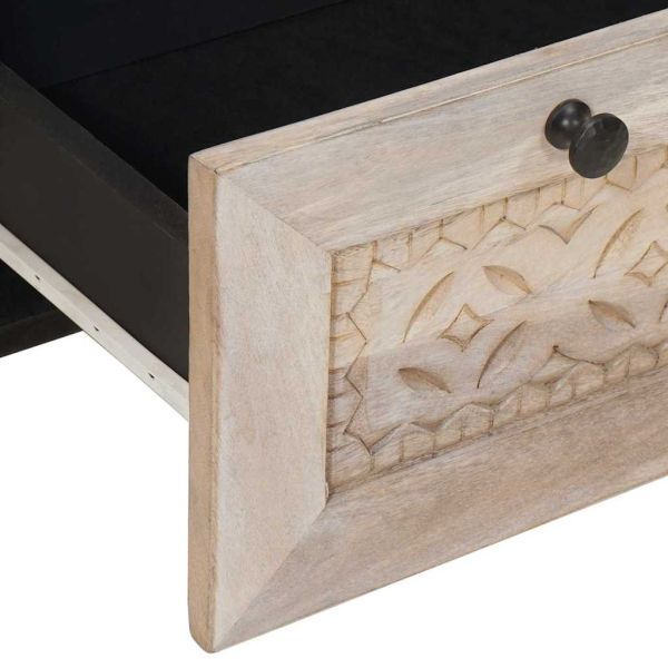 Нощен шкаф Бежово 50 x 33 x 62 см Масивна акациева дървесина