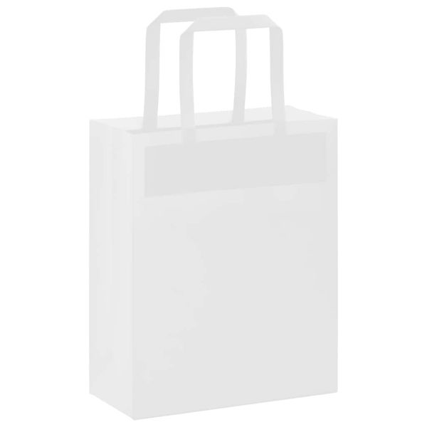Хартиени торбички 50 бр с дръжки бели 18x8x22 см