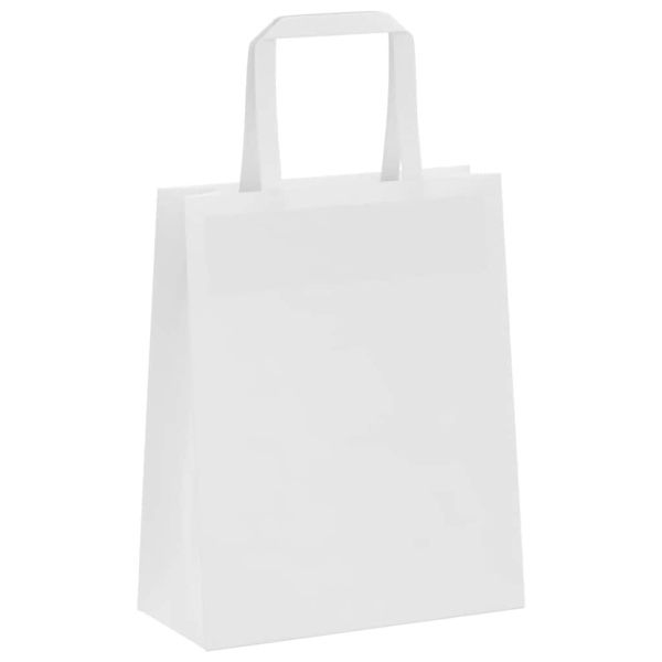 Хартиени торбички 50 бр с дръжки бели 18x8x22 см