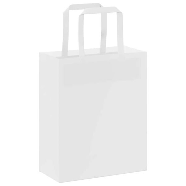 Хартиени торбички 50 бр с дръжки бели 18x8x22 см