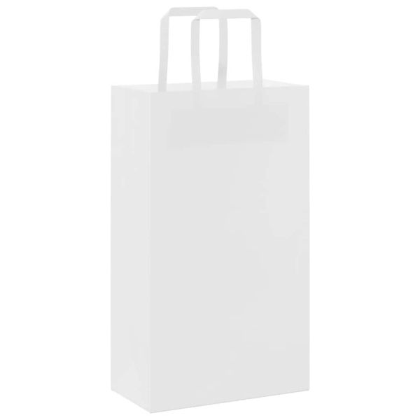 Хартиени торбички 50 бр с дръжки бели 21x11x36 см