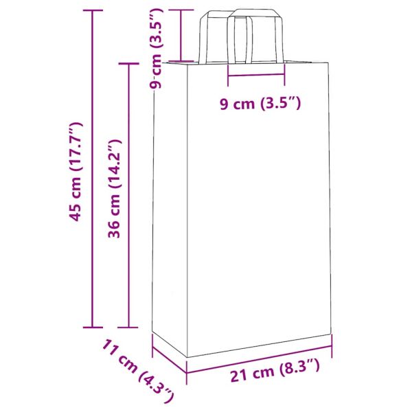 Хартиени торбички 50 бр с дръжки бели 21x11x36 см