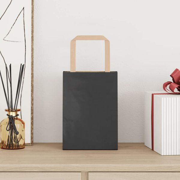 Хартиени торбички 250 бр с дръжки черни 15x8x21 см