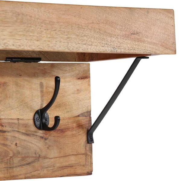Закачалка за палта с рафт Кафяво Масивна акациева дървесина