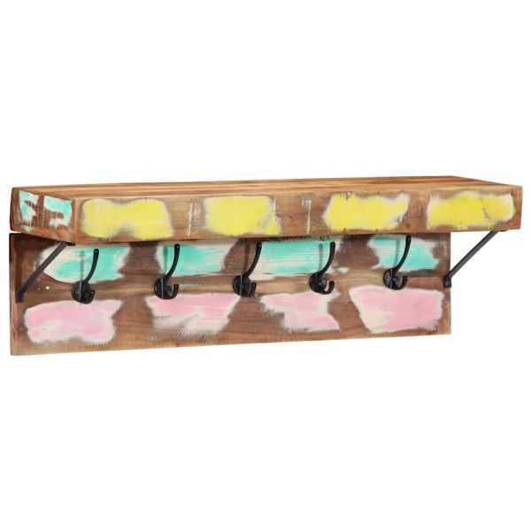 Закачалка за палта с рафт Кафяво Масивна регенерирана дървесина