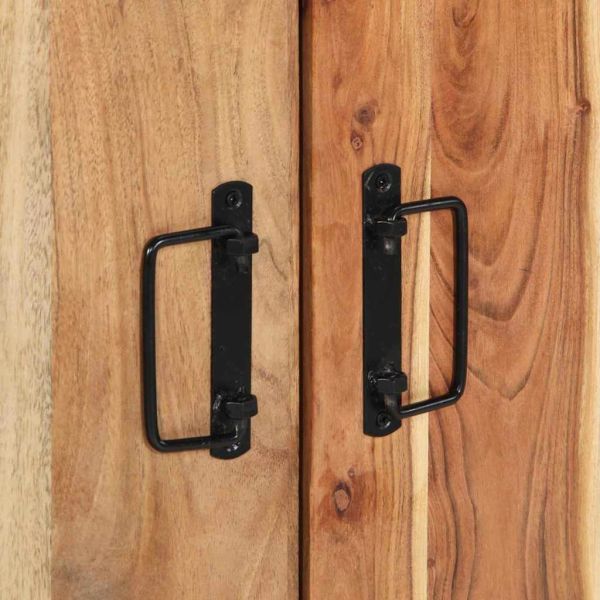 Шкаф за обувки с рафт с врата Кафяво Масивна акациева дървесина