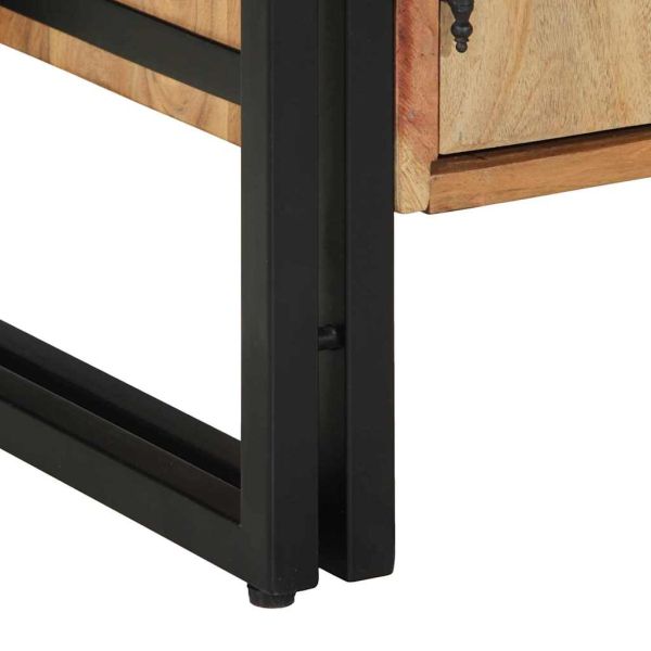 Шкаф за обувки с рафт с врата Кафяво Масивна акациева дървесина