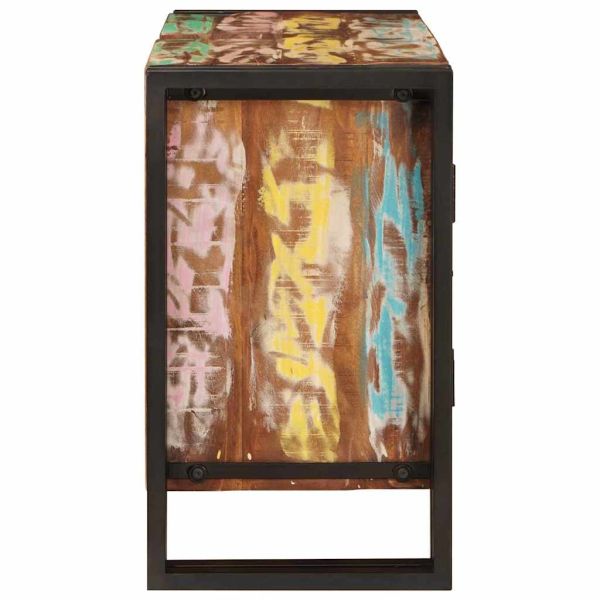 Шкаф за мивка с рафт Многоцветен Солидно възстановено дърво