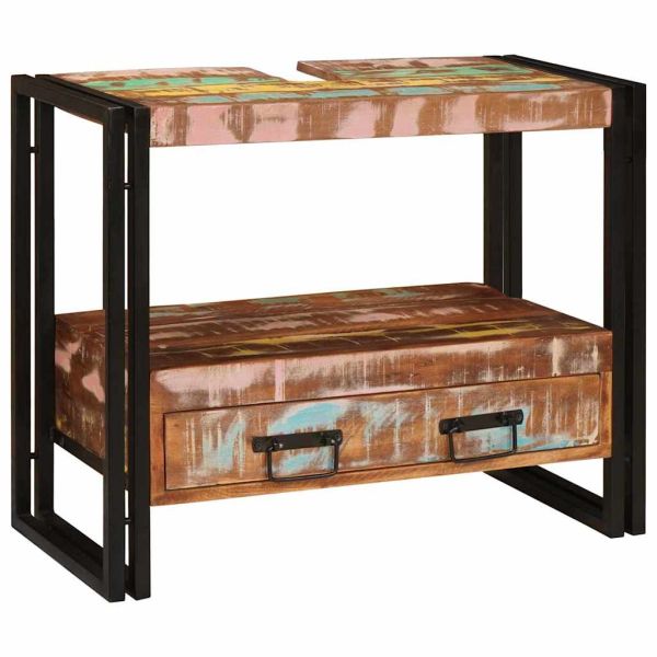 Шкаф за тоалетка Многоцветен Солидно възстановено дърво