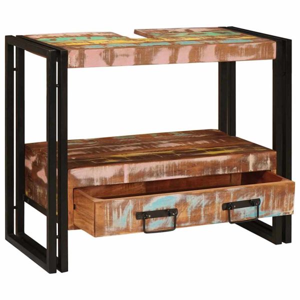 Шкаф за тоалетка Многоцветен Солидно възстановено дърво