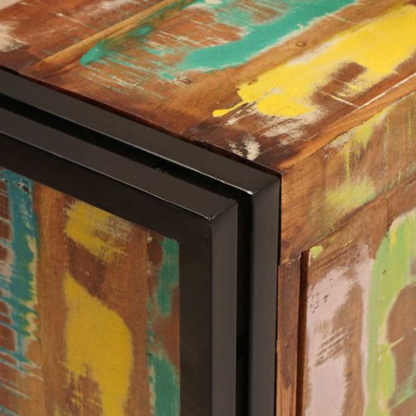 Шкаф за мивка с рафт Многоцветен Солидно възстановено дърво