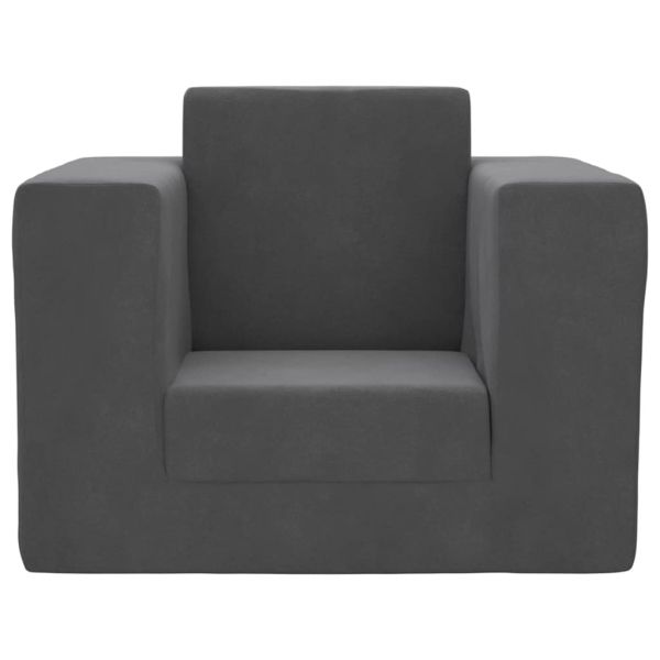 Детски диван-легло антрацит мек плюш