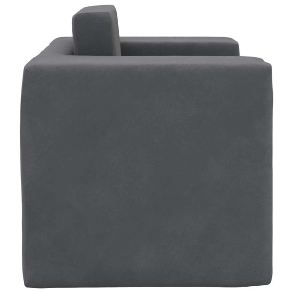 Детски диван-легло антрацит мек плюш