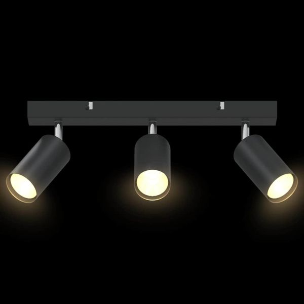 Таванен спот с прожектори Черно 38 x 5,5 x 16,5 см Метал