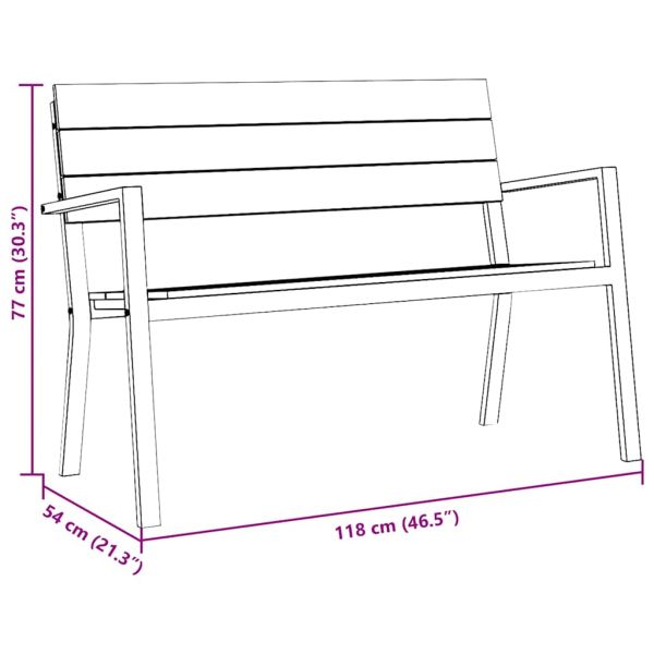 Градинска пейка Кафяво 118 x 54 x 77см Стомана