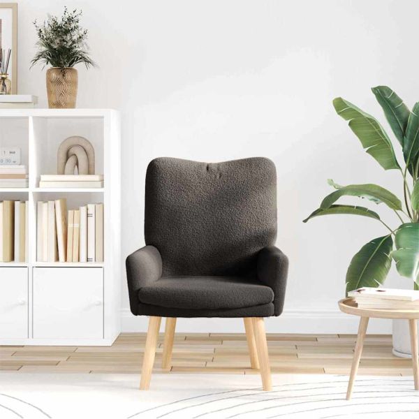 фотьойл Тъмен сив 63 x 67 x 94 см Вълнена тъкан и фанера