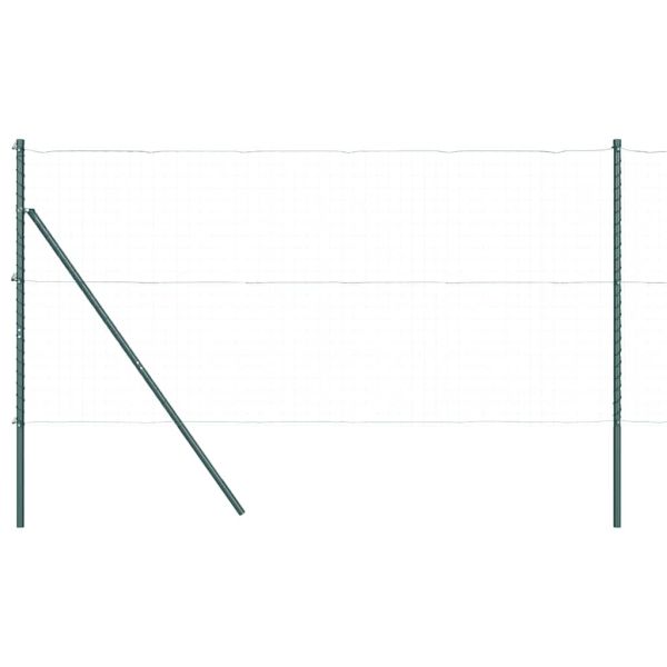 Стълб за ограда. 7 pcs Зелен Стомана