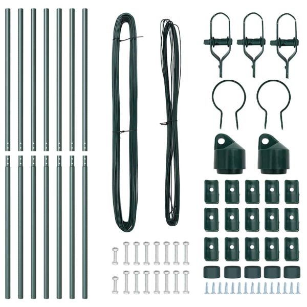 Стълб за ограда. 7 pcs Зелен Стомана