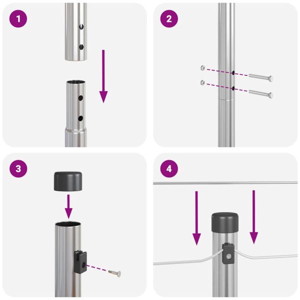 Стълб за ограда. 13 pcs Сребрист Стомана