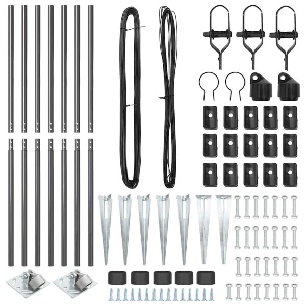 Стълб за ограда. 7 pcs Сив Стомана