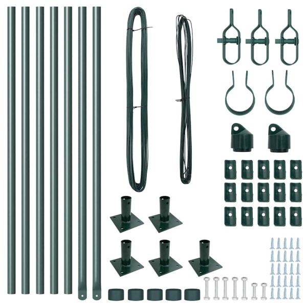 Стълб за ограда. 7 pcs Зелен Стомана