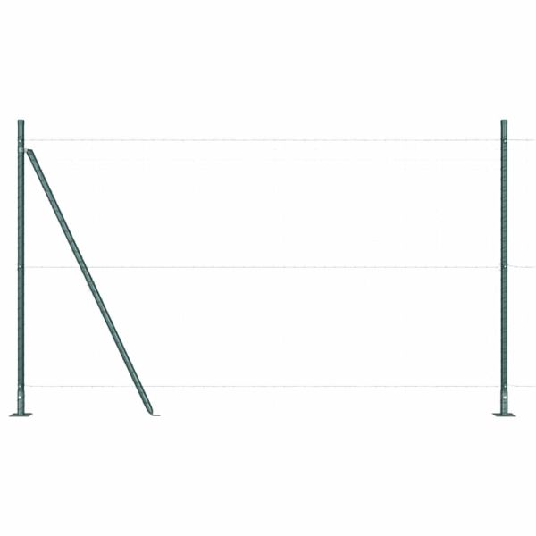 Стълб за ограда. 7 pcs Зелен Стомана