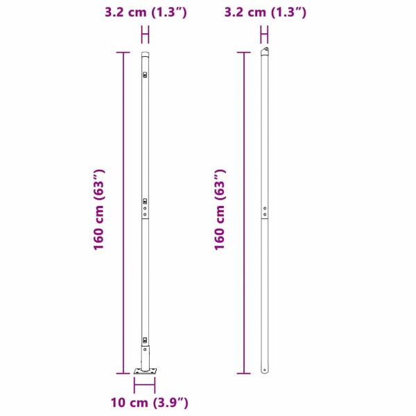 Стълб за ограда. 7 pcs Сив Стомана