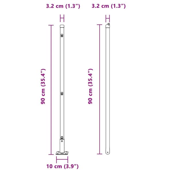 Стълб за ограда. 7 pcs Сребрист Стомана