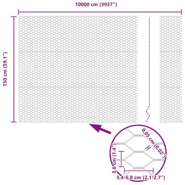 Шестоъгълна ограда Сребрист 1,5 x 100 м Поцинкована стомана