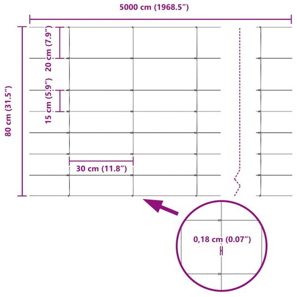 Ограда за пасища Сребрист 50 x 0,8 m Поцинкована стомана