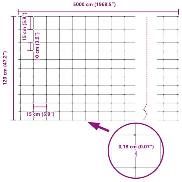 Ограда за пасища Сребрист 50 x 1,2 m Поцинкована стомана
