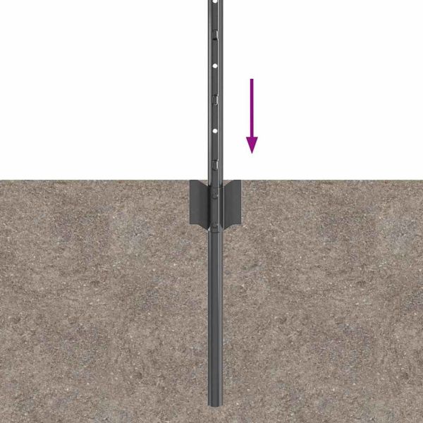 Стълб за ограда. 5 pcs Сив 60 cm Стомана