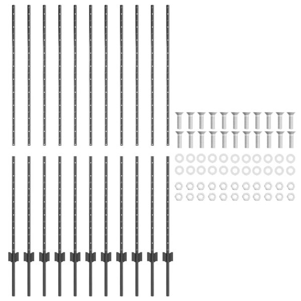 Стълб за ограда. 11 pcs Сив 160 cm Стомана