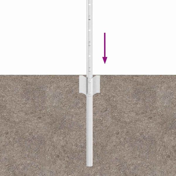 Стълб за ограда. 5 pcs Сребрист 40 cm Стомана