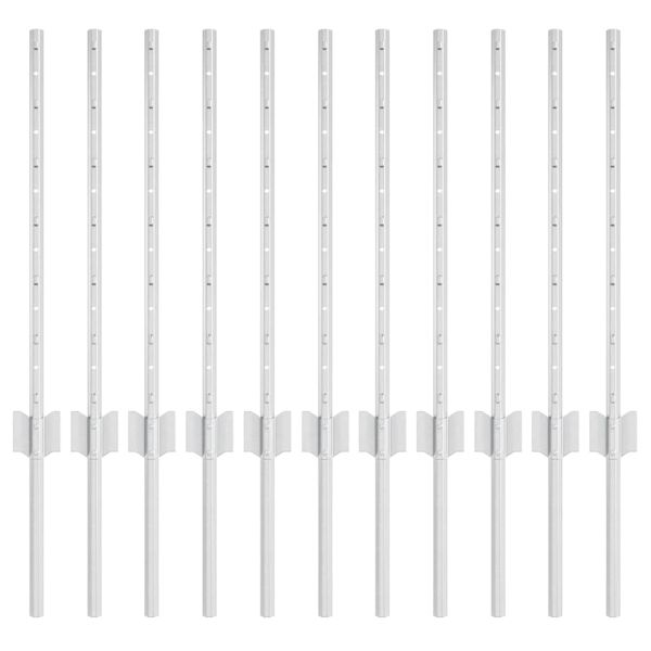 Стълб за ограда. 11 pcs Сребрист 60 cm Стомана