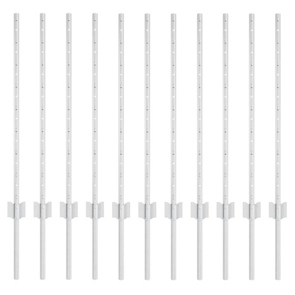 Стълб за ограда. 11 pcs Сребрист 80 cm Стомана