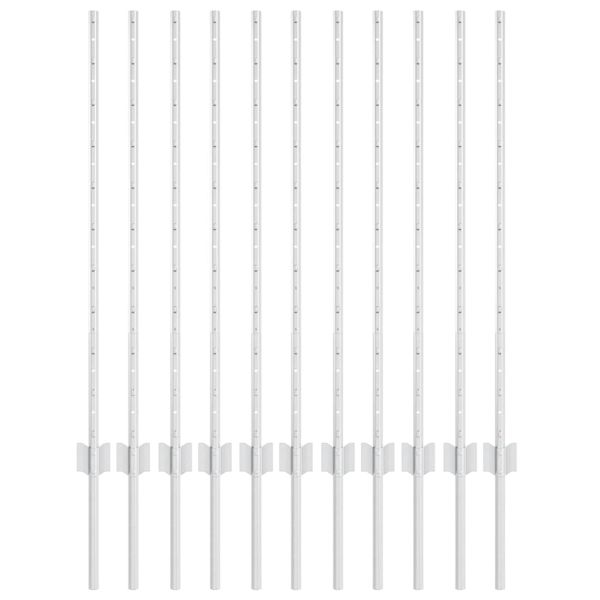 Стълб за ограда. 11 pcs Сребрист 100 cm Стомана