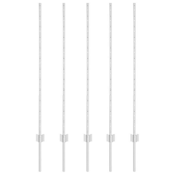 Стълб за ограда. 5 pcs Сребрист 120 cm Стомана