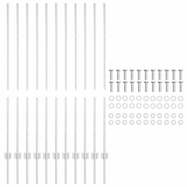 Стълб за ограда. 11 pcs Сребрист 140 cm Стомана