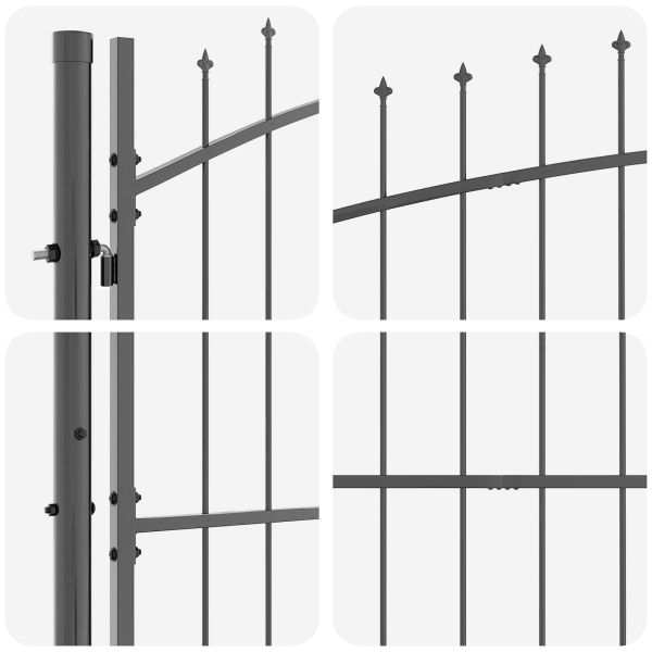 Градинска врата с заключване Сив 125 х 500 см Стомана