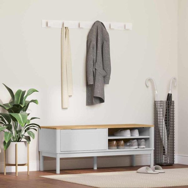 Лавица за коридор с чекмедже Бяло 115 x 40 x 45 см Солиден бор
