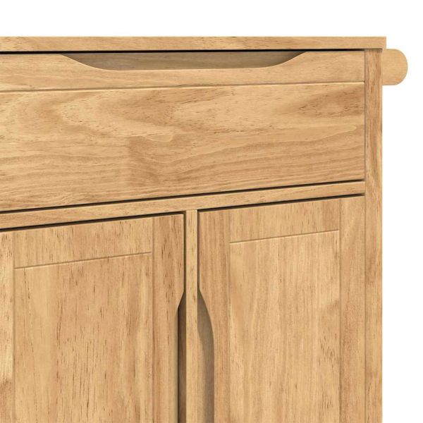 Кухненска количка FLORO Кафяво с восъчно покритие Солиден бор