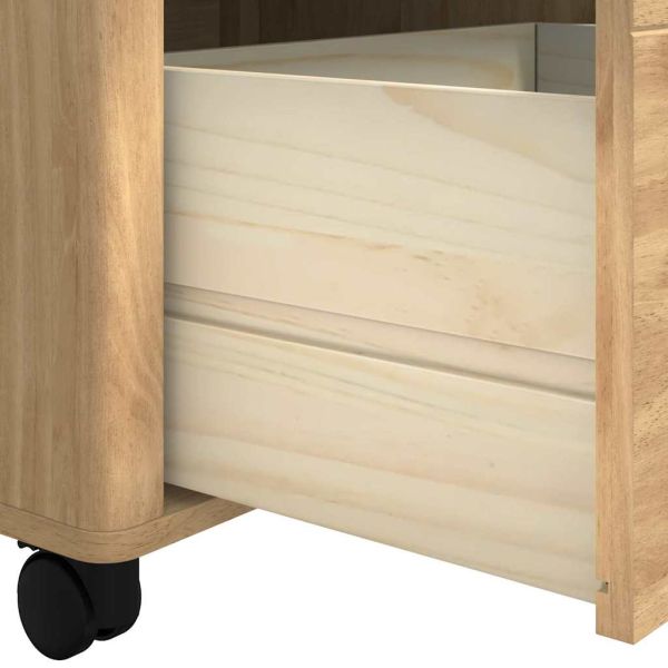 Кухненска количка FLORO Кафяво с восъчно покритие Солиден бор