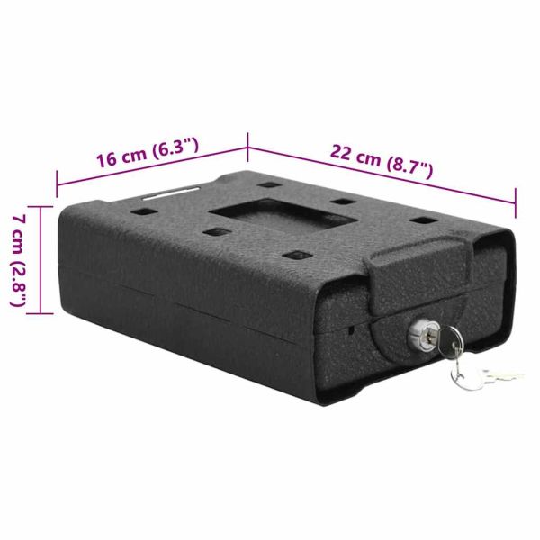 Автомобилен сейф с заключване Черно 22 x 16 x 7 см Стомана