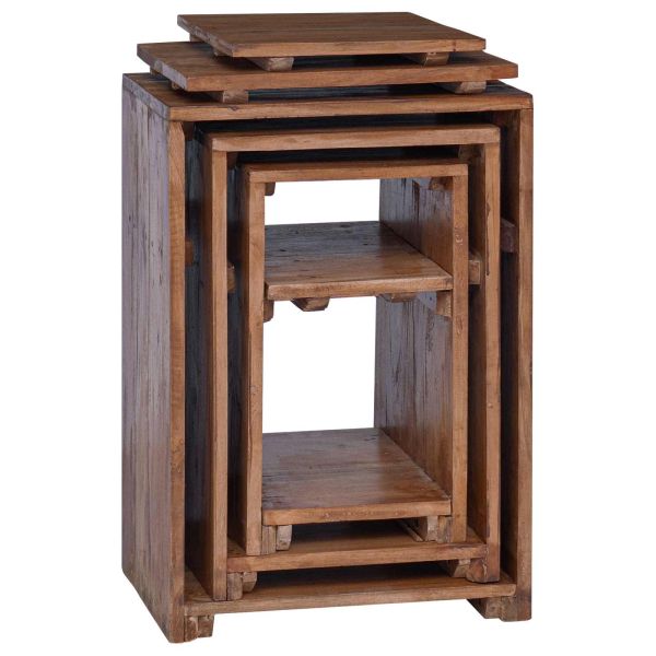 Акцентна маса с рафт 3 pcs Кафяво Масивно махагоново дърво