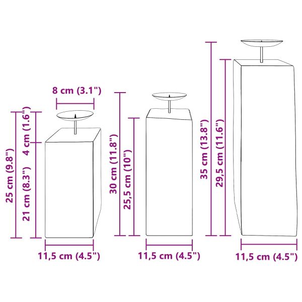 Свещник 3 pcs Естествен Масивна регенерирана дървесина