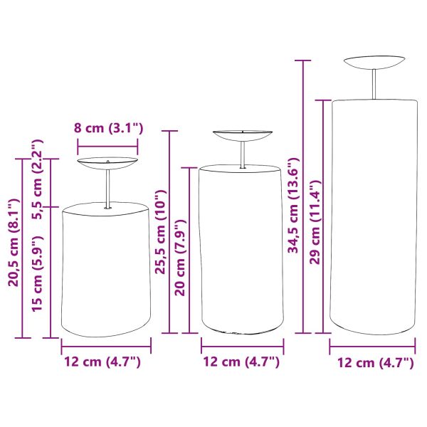 Свещник 3 pcs Естествен Масивна тикова дървесина