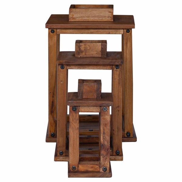 Фенер 3 pcs Естествен Махагоново дърво